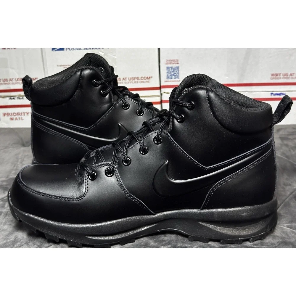 Size 11.5 - Nike Manoa Leather Boots Triple Black 454350 003